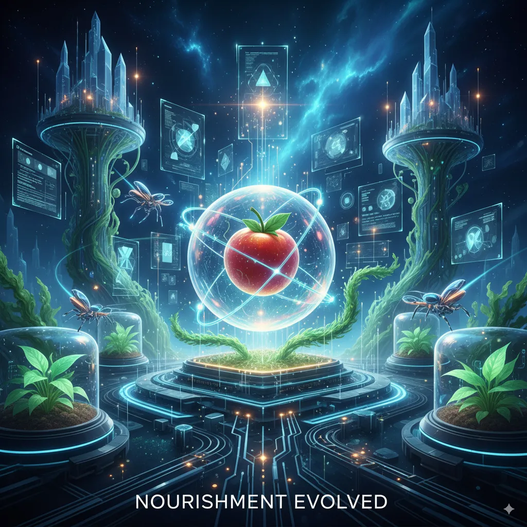 An abstract, futuristic image suggesting innovation and the future of food, perhaps with elements of technology and nature.